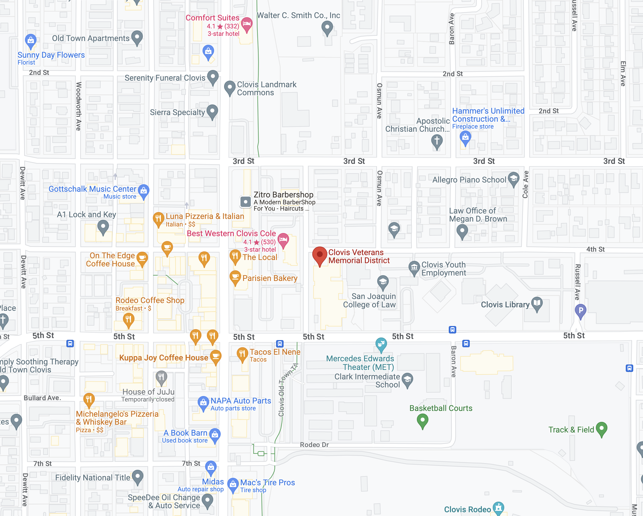 Map Screenshot for Clovis Veterans Hall
